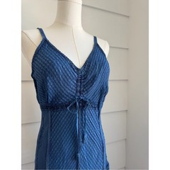 Vintage Y2K Maxi Dress Indigo Blue Fairy Made in India size L
