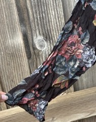 Vintage Nostalgia Dress Black Floral L Long Sleeve Button Ruffled Semi-Sheer