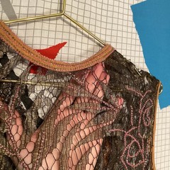 Vintage 20s Beaded Lace Top Drop Waist Tunic Floral Flapper Art Deco Antique