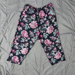 Vintage Y2K Avon Black Floral Cottagecore Goth 2 Piece PJ Set L