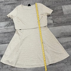 Vintage Y2K Wet Seal Fit & Flare Dress Cut Out Waist Neutral Heather Beige XL
