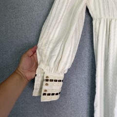Vintage Dress 70s Gunne Sax Style Edwardian White Lace Cream High Neck Prairie S