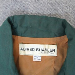 Alfred Shaheen Dress Est ~ 14 (L) Green VTG 60s 70s Floral Print SHEER SLEEVE