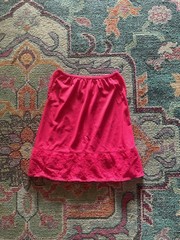 Vtg 60’s or 70’s Half Slip Nylon & Lace Magenta Hot Pink Sz S/M Side Lace Panels