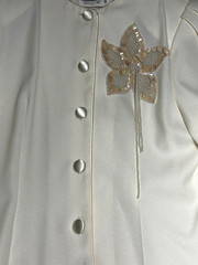 Petites by Demaro Ivory Skirt Suit Beaded Size 9 Vintage 80s Wedding