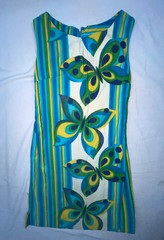 VTG 60 70S WOMENS BUTTERFLY STRIPE HIPPY TRIPPY CRAZY DISCO MOD GOGO MINI DRESS