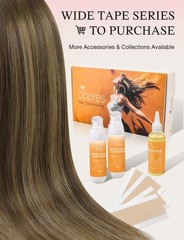 DOORES Invisi Edge Tape in Wide Hair Extensions Human Hair, Chocolate Brown to C