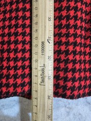 Vintage 60s PENGUIN FASHION Wool Overcoat Black Red Check Womens Sz 12 Button-Up