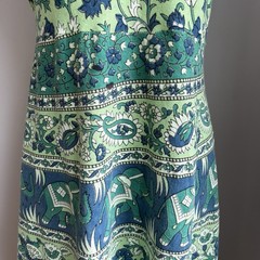 Vintage 1970’s Elephant, Donkey & Floral Cotton Block Print Sun Dress India S/M