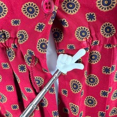 Appleseeds Vintage Red Medallion Print Pleated Midi Shirt Dress 12P Belted