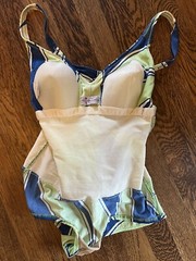 Vintage 1970’s Rose Marie Reid Blue Green One Piece Skirted Swimsuit Size 12