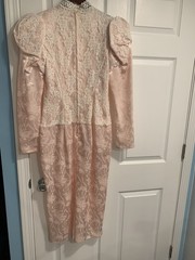Scott McClintock Vintage 80s Satin Bridal Party Lace Dress Floral Pink Sz 10