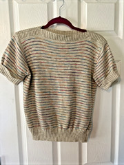 Vintage 80s Barry & Me Women’s S/M Sweater Beige Multi. Stripe Made in USA