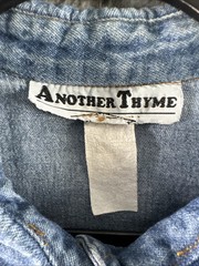Another Thyme Dress Size 5 Jean Top Blue Floral Button Down Tie Back Vtg 90’S