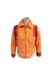 Vintage 70s Orange Puffer Ski Jacket Kids 10 12 Womens XXS Retro