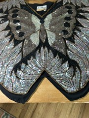 Vintage Jack Bryan Sequin Butterfly Top Size 14