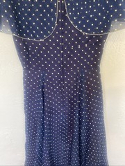 Vintage Coco California Blue with polkadots maxi dress size 10 Paper Tag Lined