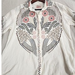 Johnny Was Palladium Floral Embroidered Quilted Top Boho Cottagecore Whimsigoth