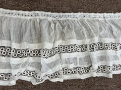 Edwardian Victorian White Cotton Lace Ruffle for Petticoat Skirt 44”x12” piece
