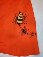 Vintage 70s Womens Juniors Homemade Handmade Orange Bumble Bee Skirt 22″ Waist