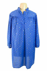 Ample Togs Sheer Blouse 44 VTG Disco 80’s Metallic Gold Blue Tunic Polka Dot