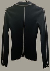 TL Wood Black Jacket Y2K Fitted Wool Crepe White Contrast Tailored boho Size XS