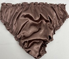Glossy Butter Second Skin Satin Bikini Panties Sissy Wet Look Silky Ruffles M/L