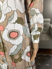 vintage 70’s Floral Dress Button Up Long Sleeve Dagger Collar Poly Maxi Dress