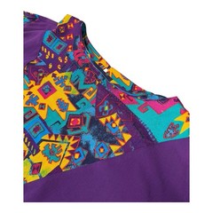 Vintage C.M. Shapes Purple 2X Southwestern Tribal Aztec Motif Short Sleeve Shirt
