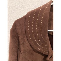 Courtenay Faux Suede Western Jacket Blazer Size 12 Vintage Brown Button Front