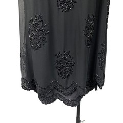 Vintage D’ore Womens Size 12 Black Beaded Sheer Dress Slip Set