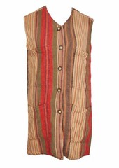 Vintage EXPRESS Campagnie Internationale Linen Vest Southwest Stripe Red Orange