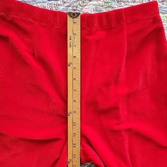 Vtg Red Suit Set Sz M Disco 70s High Rise Wide Leg Pants Wrap Point Collar READ