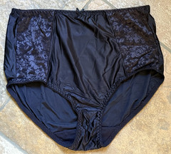 BALI 9/2XL BLACK Satin Lace Sides Double Support Light Control Panties #DBBF