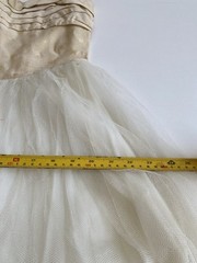 Vintage 50s S Strapless cotillion party Prom dress long Ivory Tulle