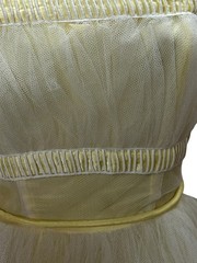 Vtg 50s Sz S Prom Dress Cupcake Yellow Satin 2 Layers White Net Tulle Dance Time