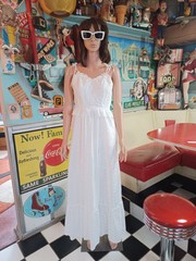 VTG Mid-century 1960s 1970s Candi Jones California Eyelet Prairie Maxi Dress XXS