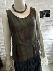 100% Silk H Trend Made In Italy XS Vintage Top Lined Bronze W/Watercolor Maroon