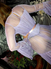 VTG SILKY PURPLE SEE THRU SHEER LAYERS BELL SWEEP NEGLIGEE NIGHTGOWN SISSY OSFM