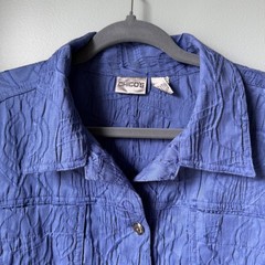 Vintage Chico’s Button Down Jacket Purple Floral Embroidered Cotton Blend 3 XL