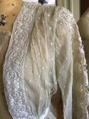 Antique Vintage Edwardian Victorian Net Blouse Lace Detail Ecru Student AS IS