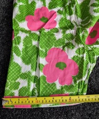 Vtg Made in Hawaii Hawaiian Bright Green Pink Flowers 2pc Set Playsuit 70s L/XL