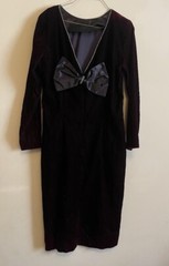 Vintage Filigree Ltd. Collection Maroon Velvet Dress With Long Sleeves Size 10