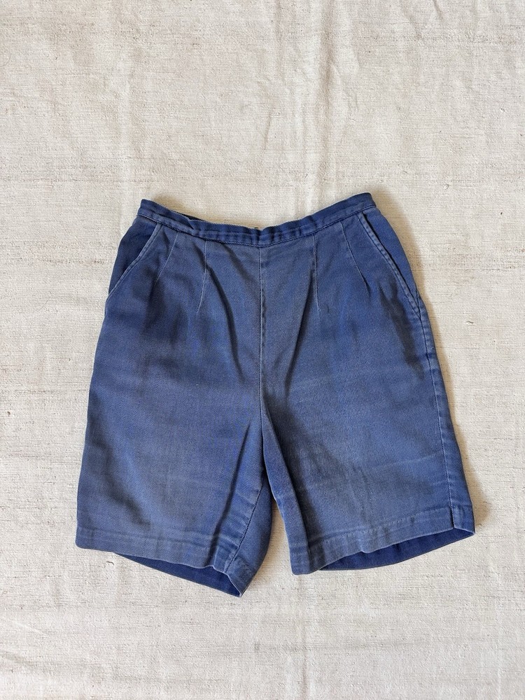1960s Vintage Jantzen Blue Faded Zip Cotton Twill Shorts Women’s 25” Xs S