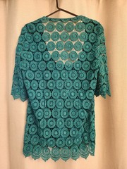 Vintage Casadei by Stitches Teal Crochet Lace Jacket Size 14 Made in Australia