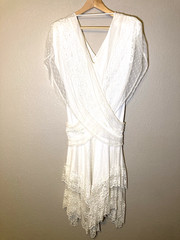 Vintage JC Penny ILGWU White Lace Wedding Dress (Size 13/14) Made in USA