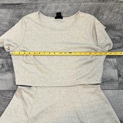Vintage Y2K Wet Seal Fit & Flare Dress Cut Out Waist Neutral Heather Beige XL