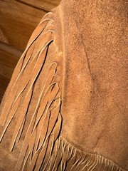 VTG Rare Simco Leather Fringe Hippie Boho Pioneer Jacket 60s 70s Brown Western