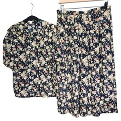Vintage Notations 2 Piece Shirt + Culottes 10/12 Floral Cottagecore Grannycore