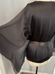 Vintage 80s does 20s Art Deco Silk Tahari Bat Wing Kimono Blouse Goth Boho Glam